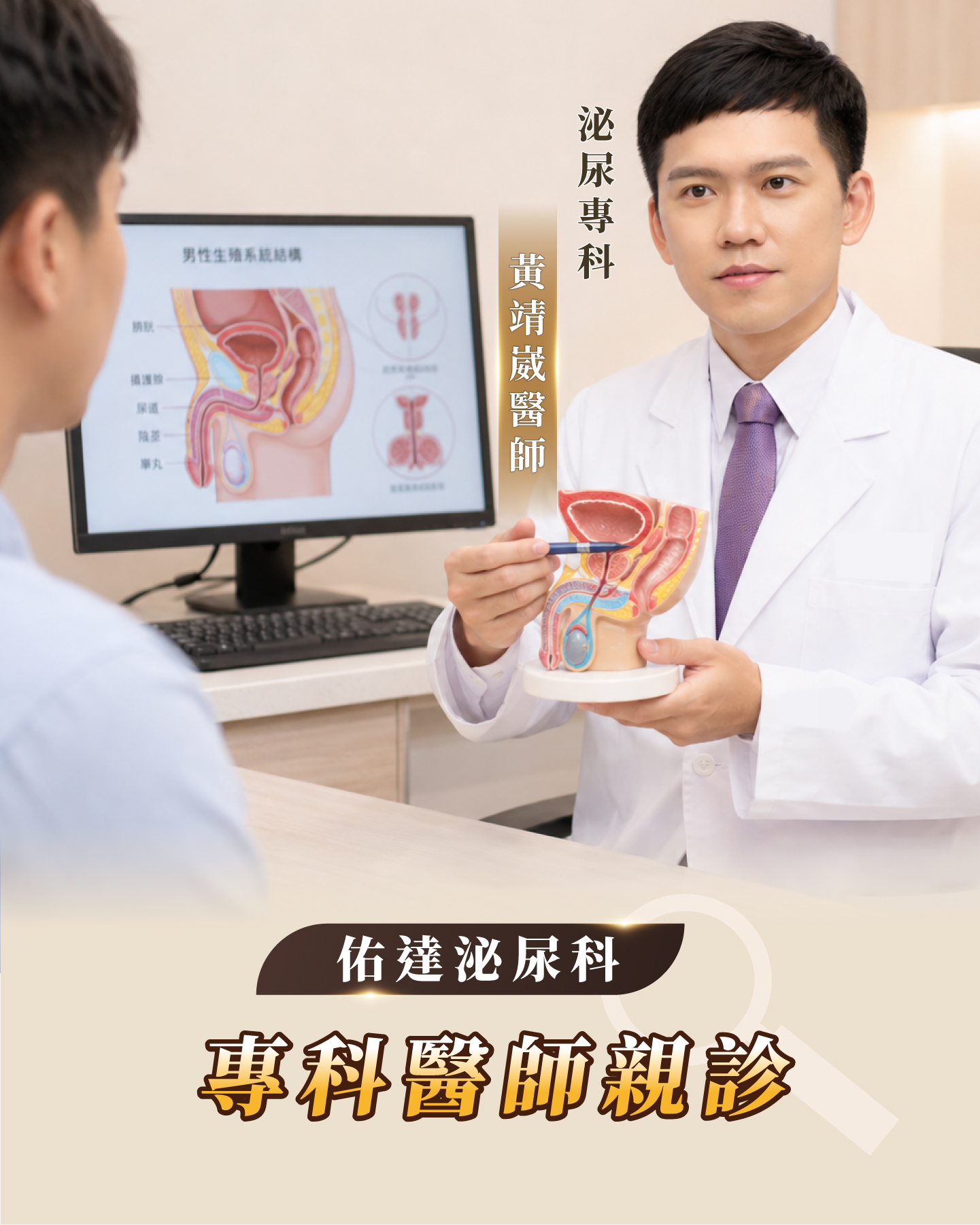 佑達泌尿科診所的等候空間、診療室與獨立諮詢室實景