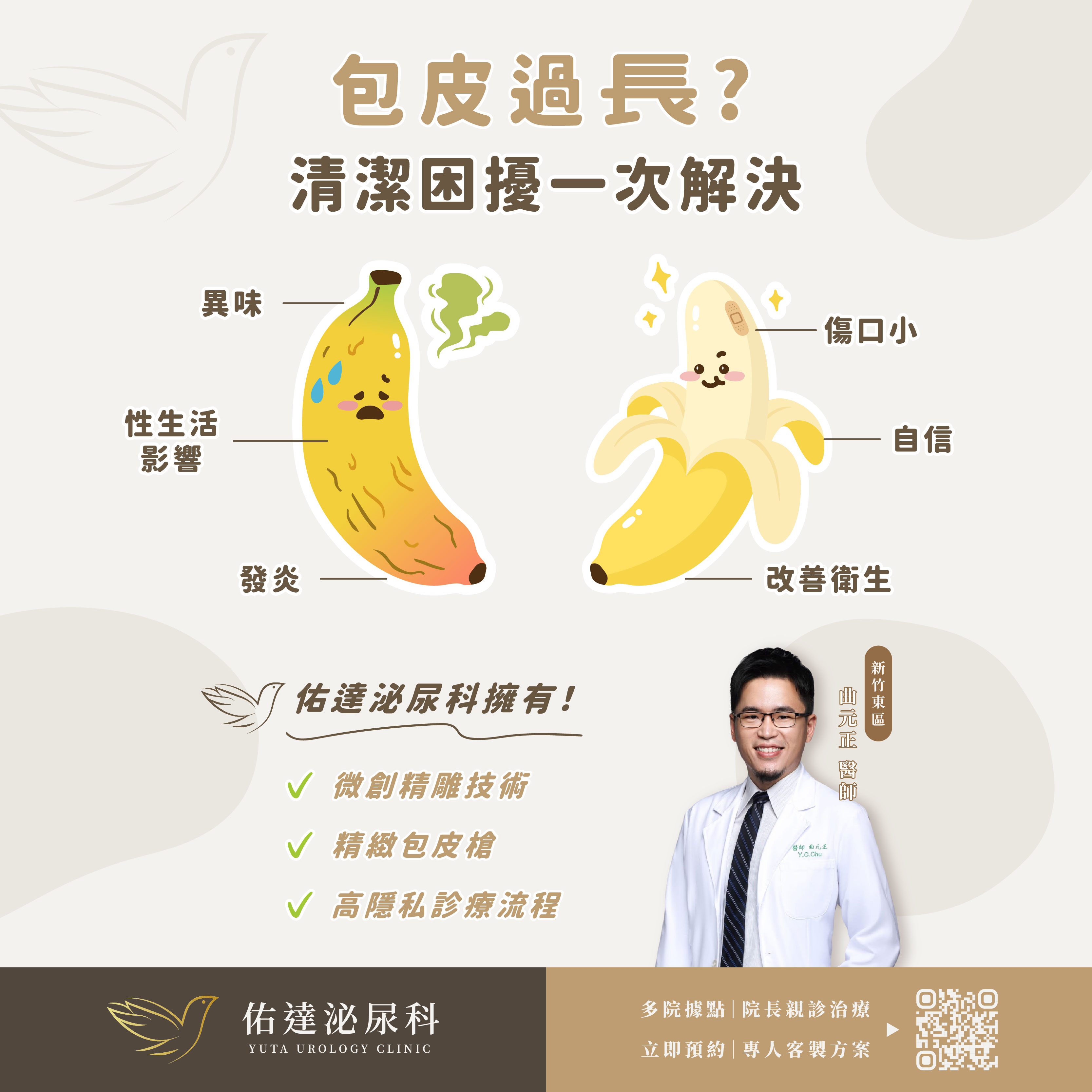 包皮過長的異味、發炎與清潔困擾,割包皮後的改善示意